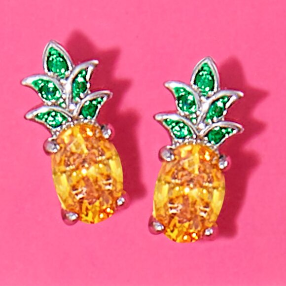 Pineapple Stud Earrings in Yellow and Green - Picture 8 of 8